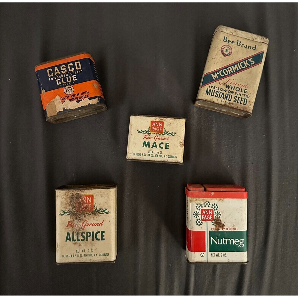 Vintage Spice Tins Lot Of 5: Casco, Ann Page, Bee Brand McCormick